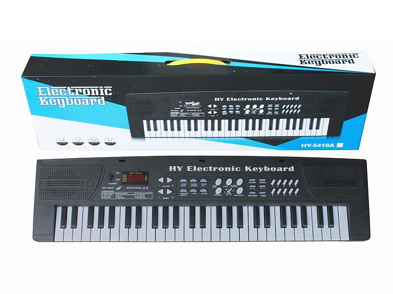 54 Keys Dual Speaker Electronic Organ(Black, With USB, Microphone)