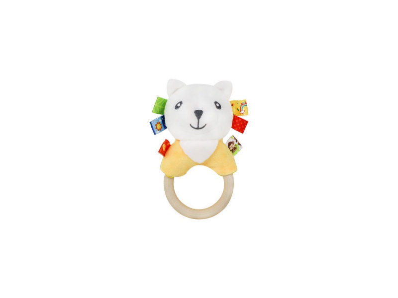 Bb Called The Yellow Bear Baby Plush Wooden Ring Hand-Cranked Bell