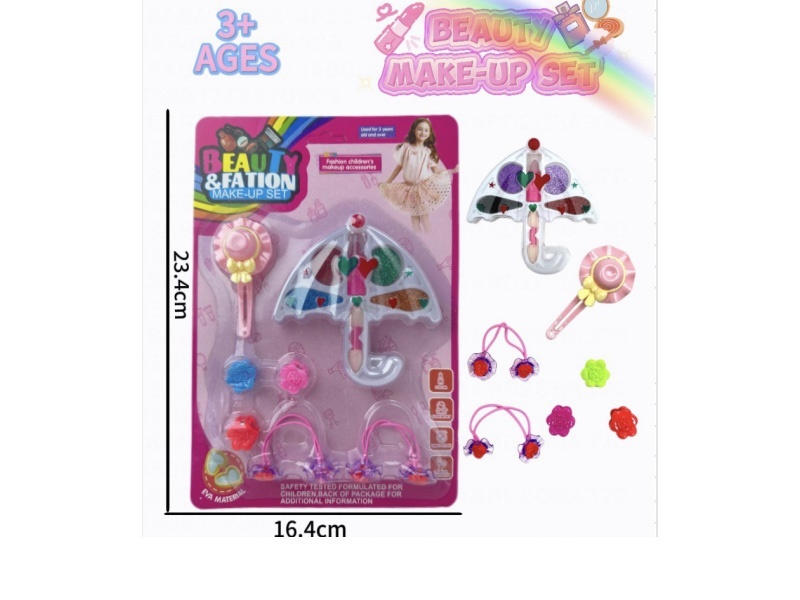Umbrella, makeup, accessories, toys, 3 clips +2 rubber bands +1 cap flower