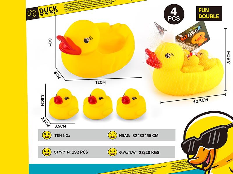 Vinyl Duck Toys With BB Whistle + Small Ducks 3pcs