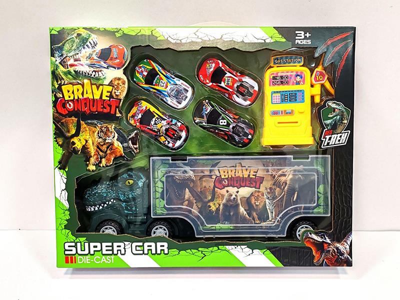 Pull Back Alloy Cars Dinosaur Storage Car Set
