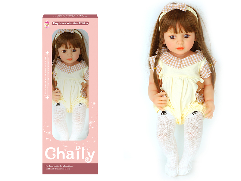 55CM Soft Glue High Simulation Baby Doll(Wig Sheath)With Diaper, Birth Card