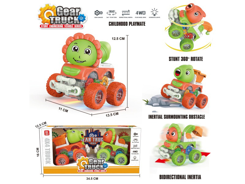 Illuminated Transparent Gear Four-Wheel Drive Climbing Stunt Rotating Dual-Inertia Plant Engineering Team