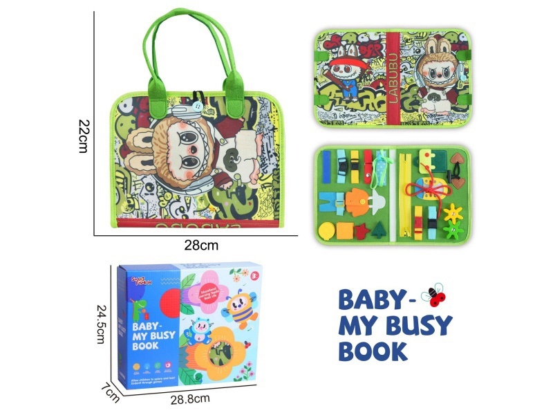 Montessori Early Childhood Education And Intelligence Development - Felt Green Fabric Single-Page Busy Board