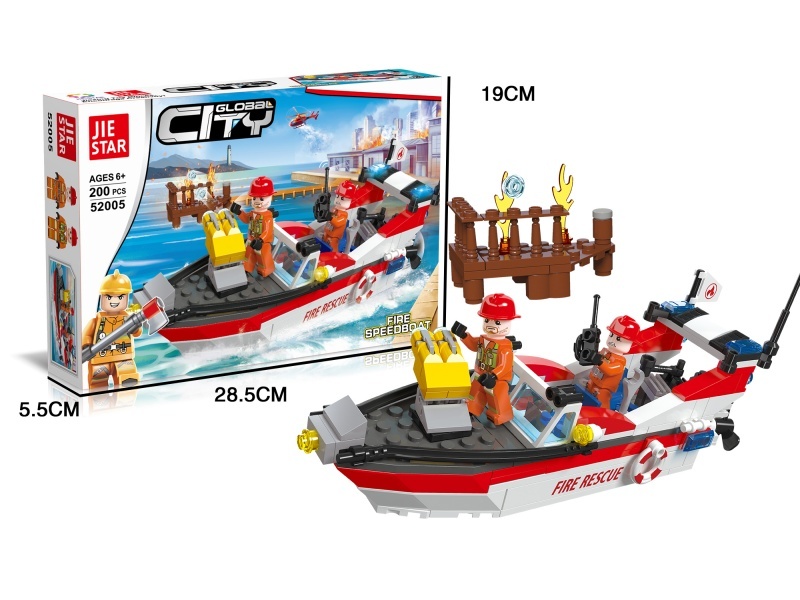 Building Blocks: 200 PCS Of Fire-Fighting Speedboat