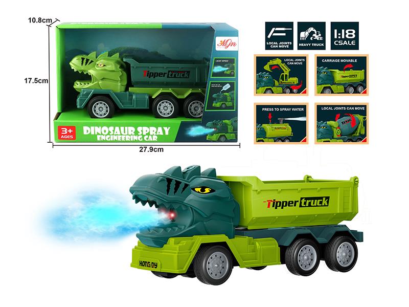 Friction Dinosaur Engineering Truck With Spray, Lights, Music