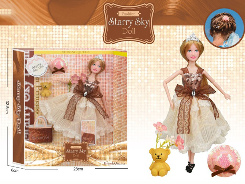 11.5-Inch 11-Joint Sequin Brown Series - With Crown - Exquisite Hat Hairpin - Artificial Bouquet - Plastic Bear