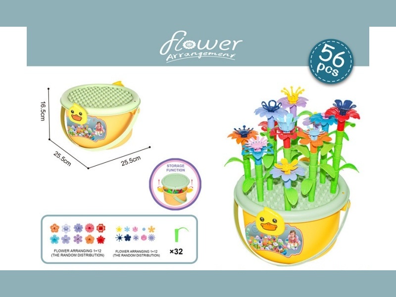 Diy Puzzle Building Block Assembly Flower Arrangement Park Set 56 Pieces
