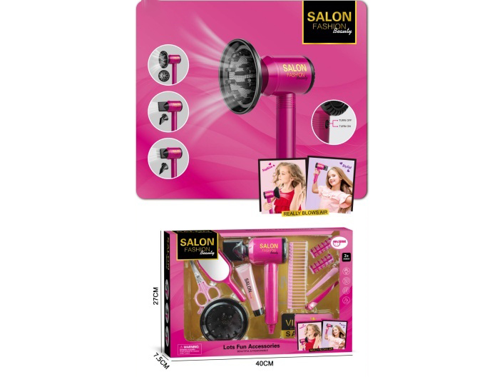 Family Play Toys Accessories Hair Styling Electric Hair Dryer Set (13 Pcs)
