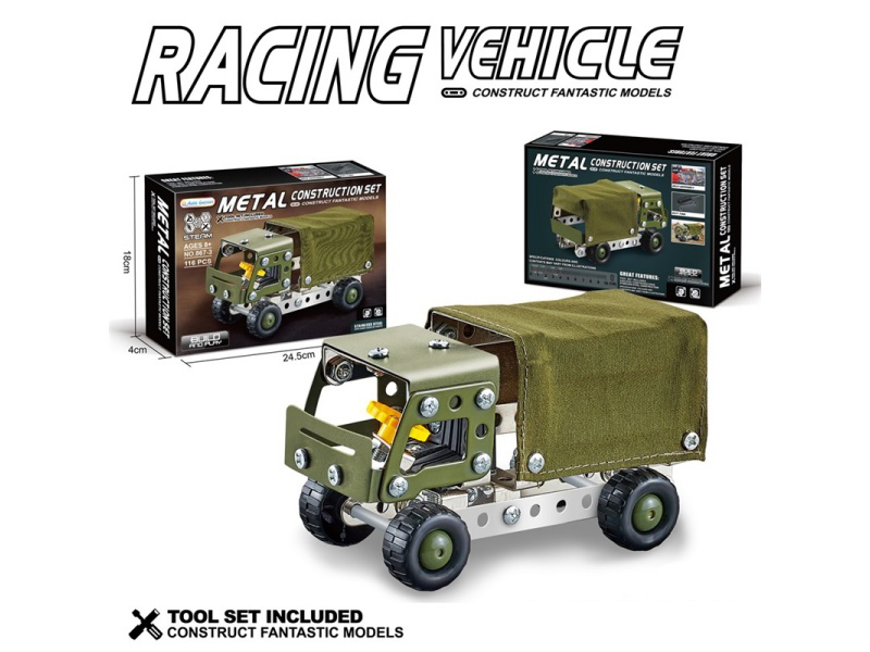 Diy Metal Assembly Building Block Military Transport Vehicle