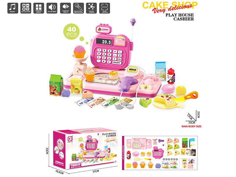 Cash Register Cake Shop Play Set 40pcs