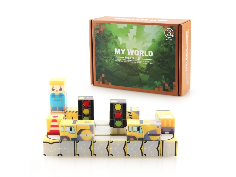Building Blocks: 2.5Cm Road Traffic Set (49 Magnetic Blocks)