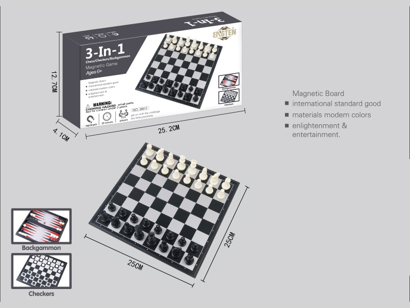 Magnetism 3 In 1 Chess/Checkers/Backgammon