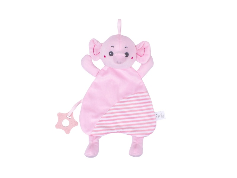 Pink Elephant Rattle Teething Baby Pocket Placer