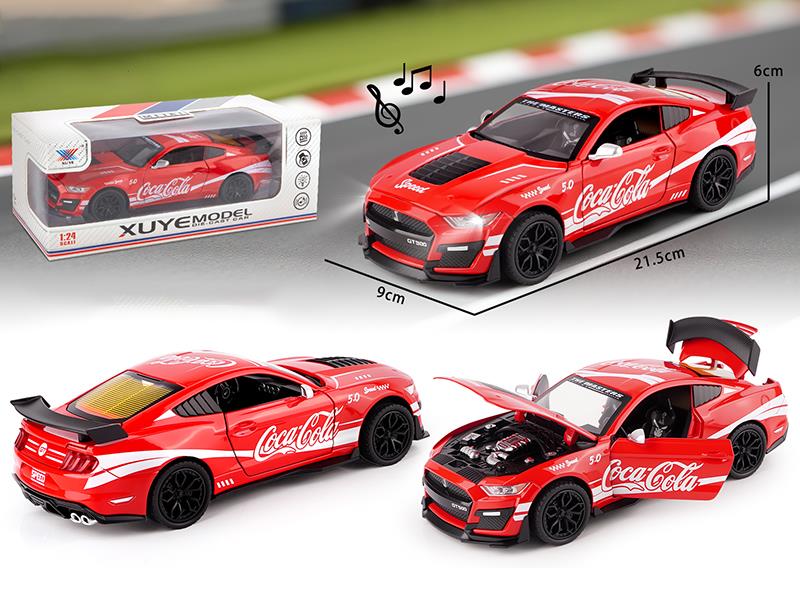 1:24 Mustang Pull Back Alloy Car Model(4 Doors Can Open, Lights And Music)1PCS