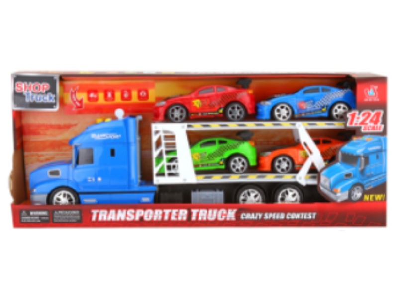 1:12 Early Education Lighting And Sound Inertial Transport Vehicle (Carrying 4 Racing Cars)