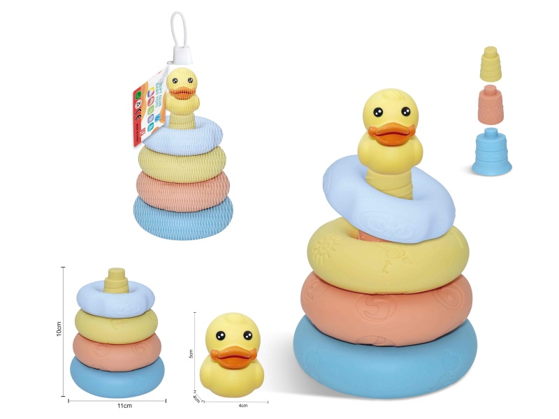 Soft Rubber Stacking Ring Finger Doll Set(Duck) 8PCS