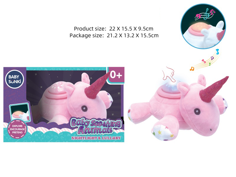20CM Plush Soothe Pink Unicorn With Sound And Light