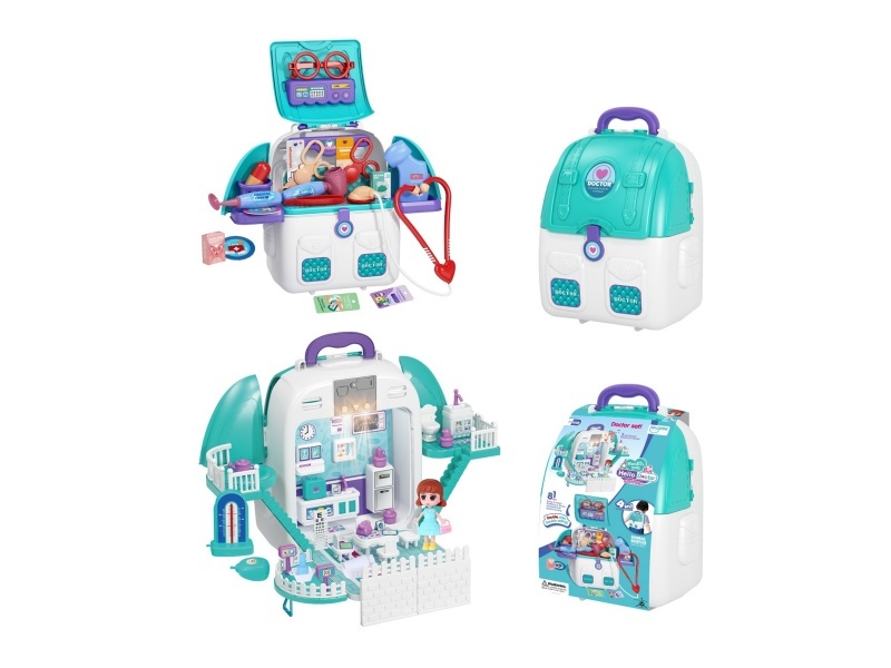 Playhouse 4-In-1 Transformable Medical Equipment Scene Backpack With Lights And Music (82 Pcs)