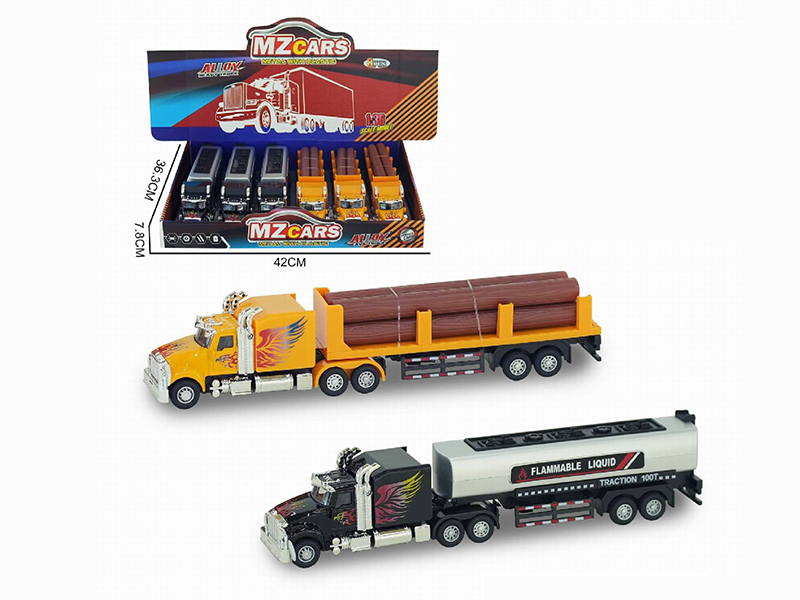 1:36 Pull Back Alloy Heavy Trucks With Sound And Lights 6pcs