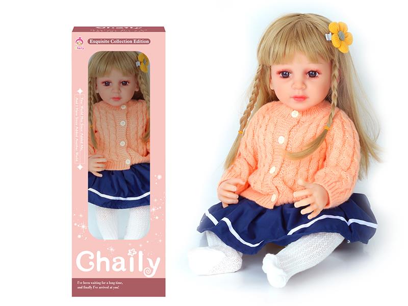 55CM Soft Glue Reborn Baby Doll(Machine Hair Transplant)With Diaper, Birth Card