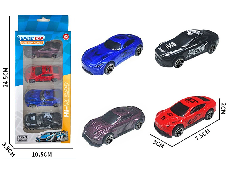 1:64 Pull Back Alloy Cars 4pcs
