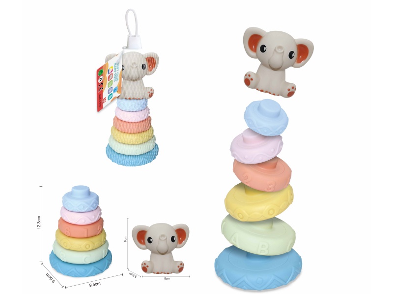 Soft Plastic Animal Stacking Toy(Elephant) 7pcs