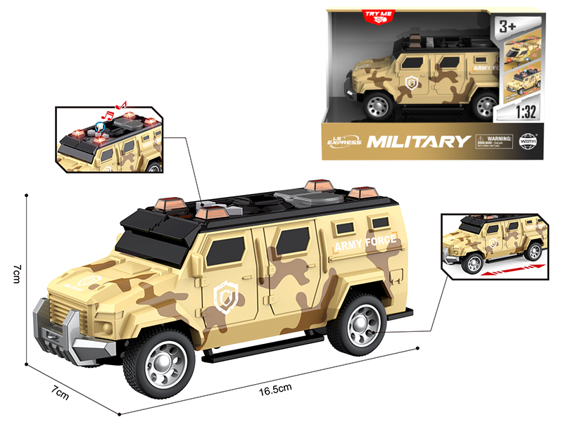 1:32 Friction Army Force Vehicle(Sound & Lights)