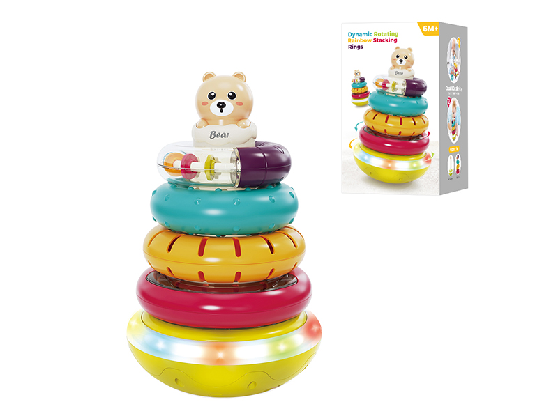 Dynamic Rotating Rainbow Stacking Rings