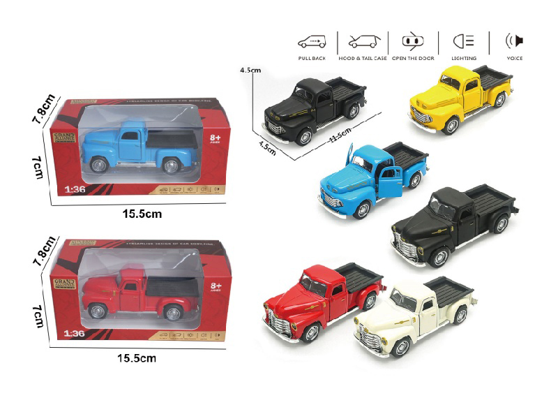 1:36 Force Alloy Car Model - Retro Pickup Truck Ford/Chevrolet 2 Mixed Models