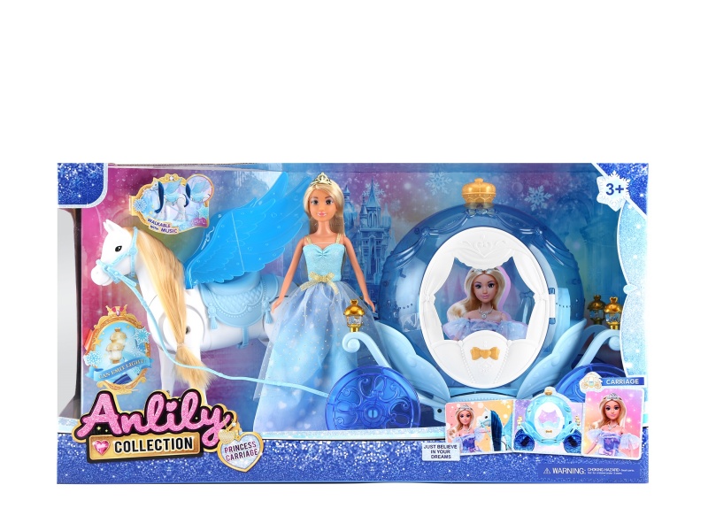 Anlili 11.5-Inch Real-Life Doll Electric Peehorse + Lighted Carriage (Sound Of Hooves) 4 Aa+2 Aa Uncharged (Brown Skin)