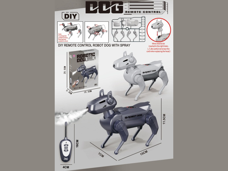 Remote Control Spray Robot Dog (Main Body 2Aa Not Included, Remote Control 2Ag13 Included)