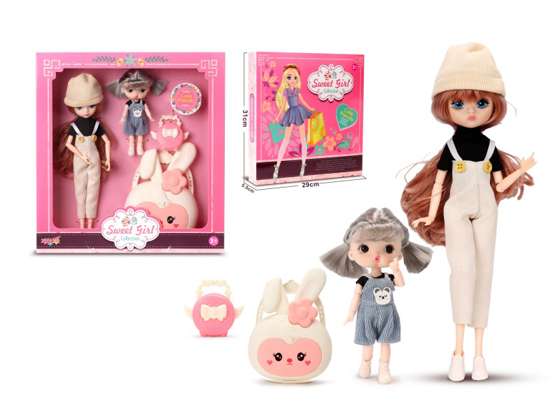 10" Sweet Girl Doll With 6" Little Doll, Accessories