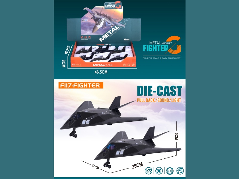 Alloy Resilience F117 Fighter Jets 6 Pieces Per Box