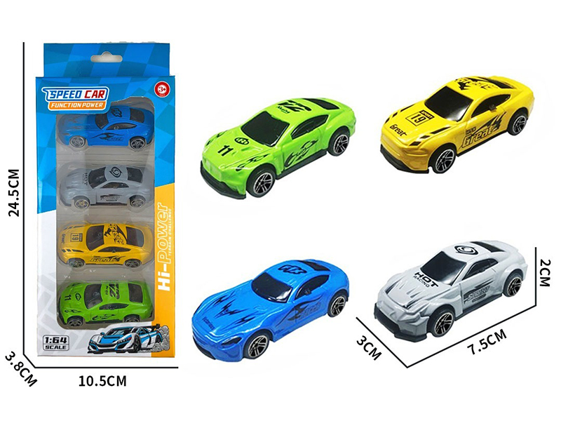 1:64 Pull Back Alloy Cars 4pcs