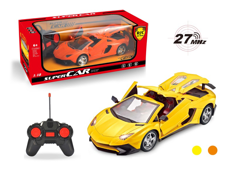 1:18 Lamborghini With A Roof And Remote Control, Four Doors Open (With Horn Remote Control). No Charging