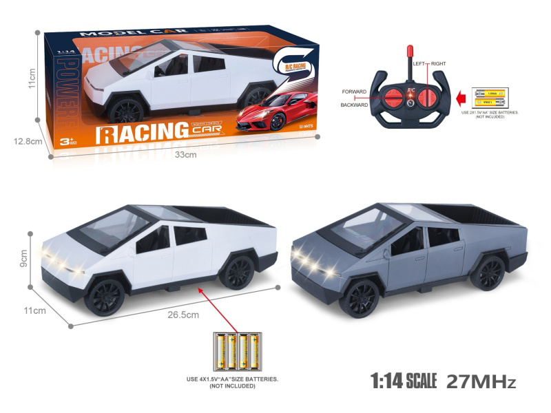 27Mhz 1:14 4CH Remote Control Simulated Tesla Cyber Pickup Truck With Headlight(Not Included Batteries)