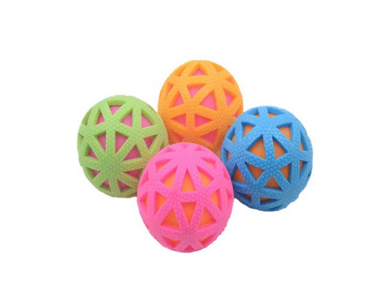 Sound-Emitting Hollowed-Out Grid Ball Pet Toy