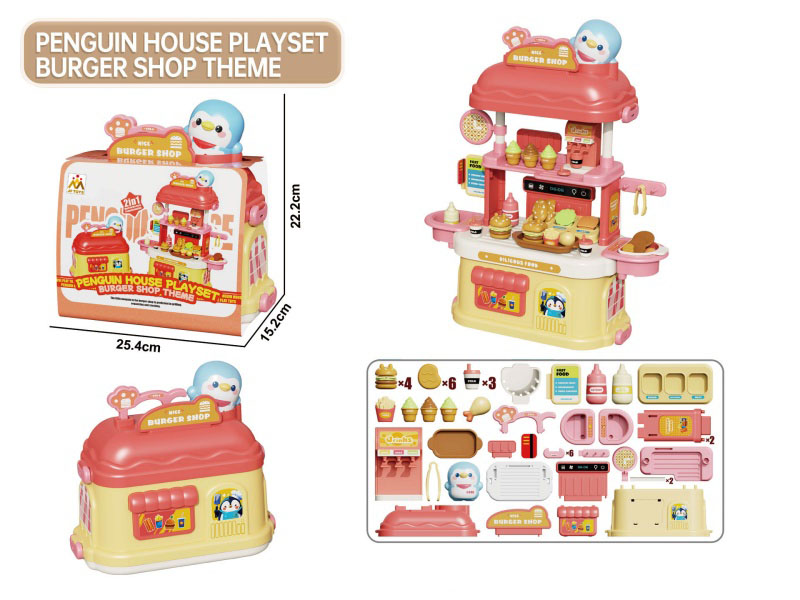 Cartoon And Educational Multi-Functional Tableware Table, House-Shaped Role-Playing Toy