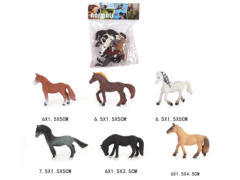 Solid Mini Pet Horse Set 6pcs