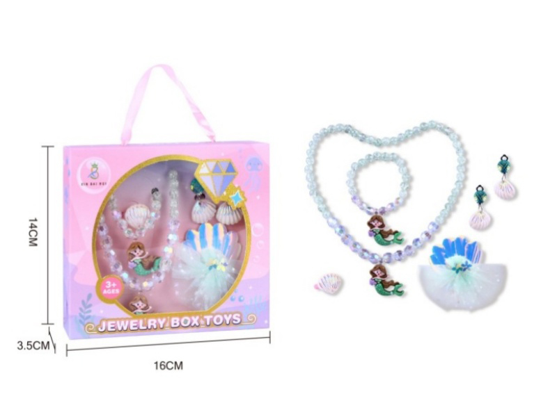 Girls' Accessories - Necklace + Bracelet + Ring + Ear Clips + Hair Clip Gift Box Set
