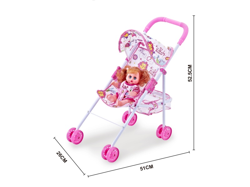 An Iron Trolley With A 10-Inch Girl'S Music Figurine