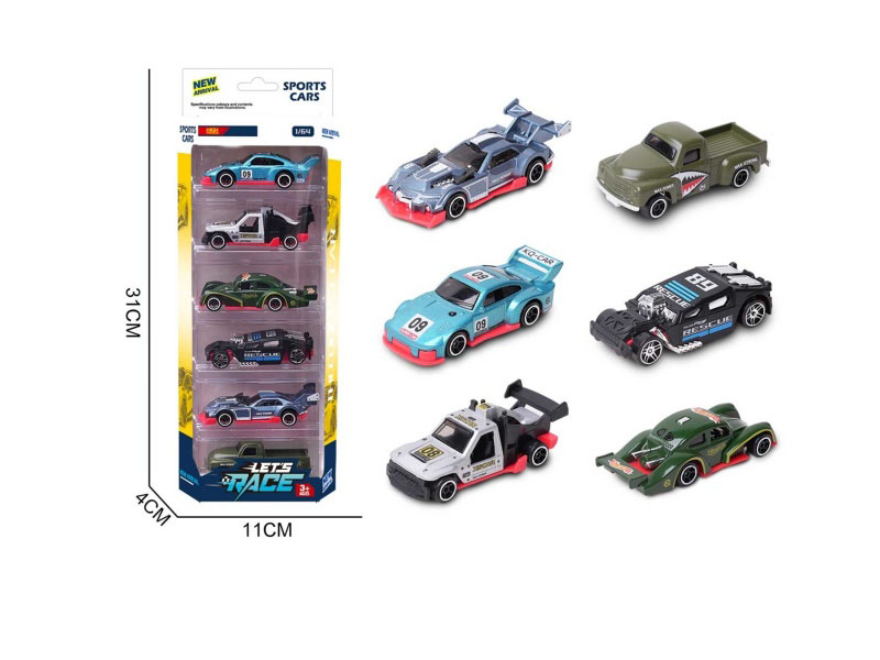 6 1:64 Alloy Car Models, 6 Pieces Each