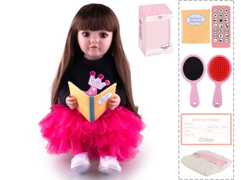 22-Inch Bionic Smart Rebirth Doll, Capable Of Bionic Shaking Of The Head, Raising Of The Hand, Mouth Movement To Speak, Intelligent Dialogue, Recording, Imitating The Tongue, Oral Skills, Dance Music