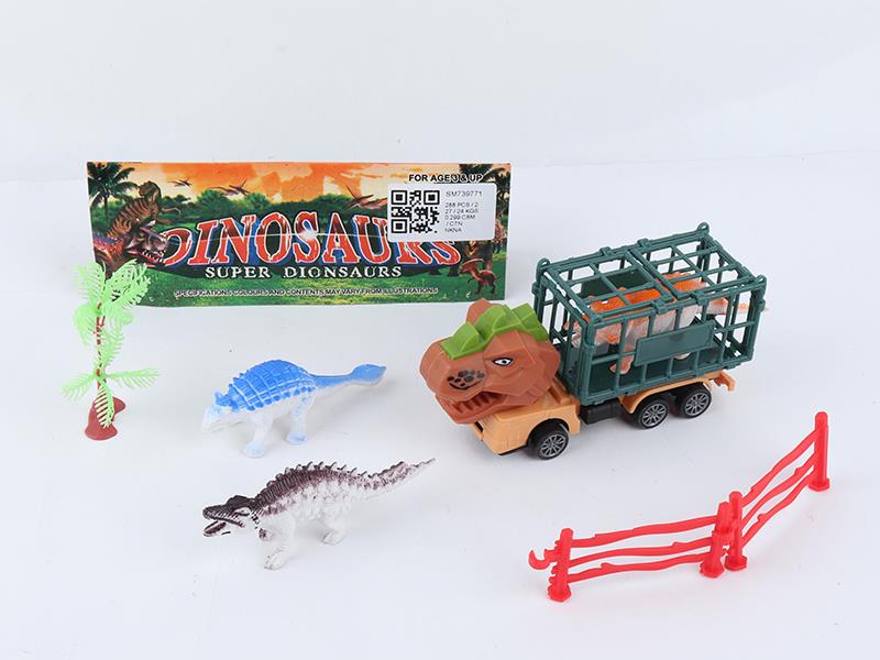 Pull Back Dinosaur Truck With Dinosaur Set