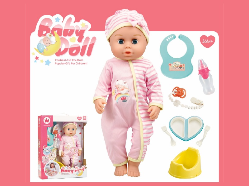 16-Inch Drinking And Urinating Doll With Accessories (Head, Hands And Feet With Rubber, Body With Ic For Blowing Air,24 Sounds