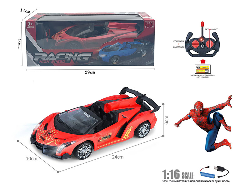 1:18 4-Channel Remote Control Lamborghini Convertible Car With Headlight(Spider-Man)