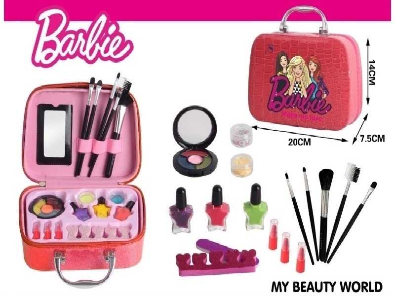Barbie Cosmetic Handbag (With Glossy Pink Printed Pattern)