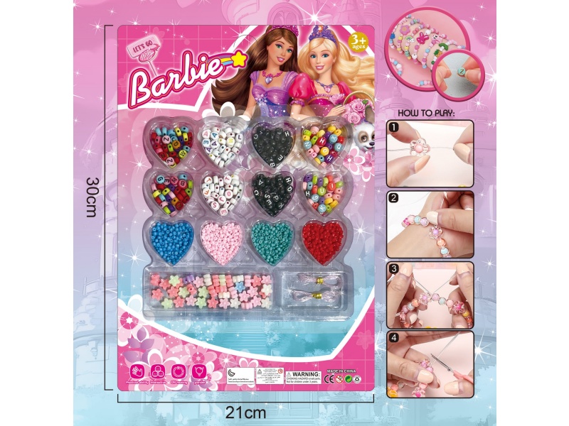 Baby Diy Beaded Jewelry Heart 14-Grid Multi-Color Beaded With 2 Threads