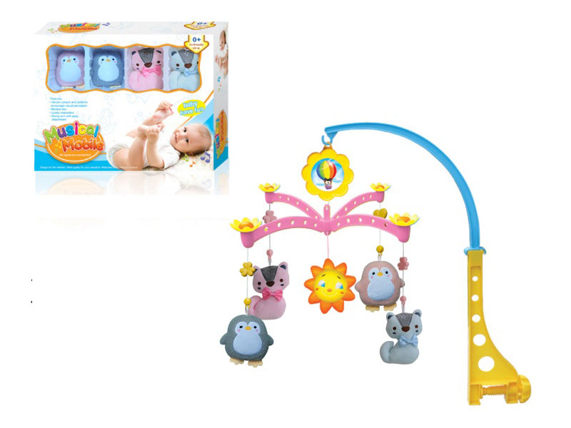 English Plush Winding Bedside Bell (Two Penguins And Two Foxes)